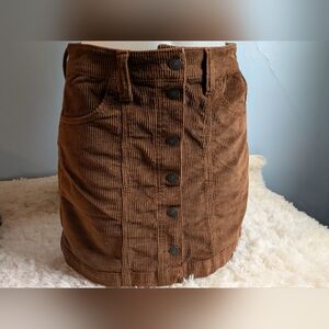 NWOT American Eagle Outfitters High Rise Aline Brown Corduroy Button-Front Skirt